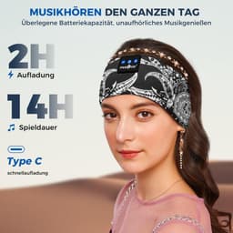 RFWR® Draadloze Slaaphoofdtelefoon met 14 Uur Speeltijd - Comfortabele Hoofdtelefoon voor Zijslapers en Sporters, Hifi Stereo Geluid — thumbnail 2