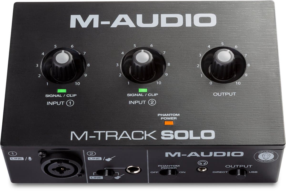 M-AUDIO M-Track Solo USB Audio Interface voor opnemen, streamen en podcasten met XLR-, lijn- en DI-ingangen, plus een softwaresuite inbegrepen — afbeelding 1