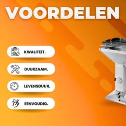 Grill Houtskool BBQ Fioren - Voor Tuin, Camping & Outdoor - Draagbare Trechterbarbecue met Plank - Roestvrijstaal - 48x63x90 cm — thumbnail 2