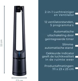 Beurer LV 500 PureFlow Luchtreiniger & Ventilator – 2-in-1 – Zonder Rotorbladen – HEPA H13 Filter – 12 Ventilatorstanden – 5 Programma's - Automatische Luchtkwaliteitsdetectie – Timer – Incl. Afstandsbediening – 3 Jaar Garantie — thumbnail 5