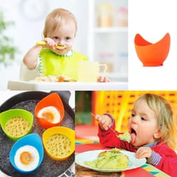 4-pack - Siliconen eierkookbekers - Wordt geleverd met een borstel - Antiaanbak eierkookbekers - Geschikt voor de airfryer - Geschikt voor het koken van eieren in de oven of op het fornuis - BPA-vrij — thumbnail 4