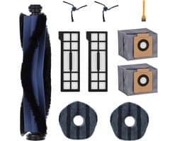 10-delige accessoireset Geschikt voor Eufy X10 Pro Omni Vacuüm Cleaner Robot - Reserveonderdelen - 1 Hoofdborstel - 2 Zijborstels - 2 Cartridges - 2 Doeken - 2 Stofzakken - 1 Kleine Borstel