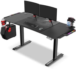 Ultradesk LEVEL V2 LED RGB – Bureau met Elektrische Hoogteverstelling – Zwart – Voor Gaming, Home Office & Kantoor – Met RGB Verlichting — thumbnail 1