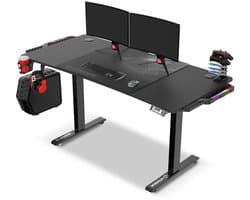 Ultradesk LEVEL V2 LED RGB – Bureau met Elektrische Hoogteverstelling – Zwart – Voor Gaming, Home Office & Kantoor – Met RGB Verlichting
