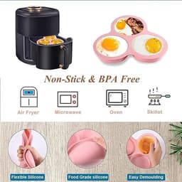 Eierpan Voor Air Fryer - Siliconen Muffin Tray - 2 Stuks Accessoires Met 3 Holte - Non Stick Pannenkoek Pan - Gebakken Ei Pan Voor Bakken en Koken — thumbnail 8