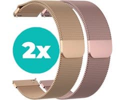 Smartwatch bandjes - 2 pack - Milanese band – Rosé goud – Roze - 18mm bandje – set van 2 – Geschikt voor Vivoactive 4s / Garmin Venu 2s / Garmin Vivomove 3s