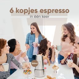 Moka Pot Percolator Inductie 300 ml 6 Kops – RVS Koffiezetapparaat met Houtlook Handvat – Espresso Maker – Leonomics — thumbnail 5