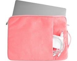 Coverzs Luxe Laptoptas - Laptophoes 15.6 inch & 17 inch - Laptoptas dames / heren - Laptophoes geschikt voor macbook & laptops - Laptop sleeve / hoes / hoesje / tas - Tas laptop - Aktetas - Computertas - Met handvat (roze)