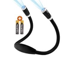 Neklamp – Nekleeslamp – Neklampje voor haakwerk – Boeklamp – Boeklampje – Leeslamp – Leeslampje voor boek – Inclusief batterijen - Zwart