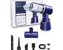 Kruimeldief - Mini kruimeldief - Kruimeldieven - Kruimelzuiger - Handstofzuiger - Incl. oplaadstation - Nat en droog vuil - Incl. 5 opzetstukken - Air duster - Autostofzuiger - Draadloze stofzuiger - 8000PA - Hepa filter – Blauw