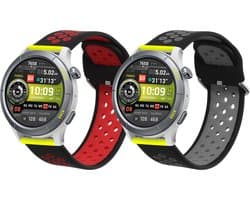 kwmobile 2x horlogebandjes geschikt voor Huami Amazfit Cheetah A2294 / Zepp E bandje - Smartwatch bandjes van TPU - Activity tracker horloge band in zwart / grijs / zwart / rood