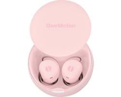 OneMelon Drops - draadloze oordopjes - Roze - kleine oordopjes - bluetooth 5.3 oortjes o.a. voor slapen - ANC en Transparency mode - ENC microfoon - touch bediening - usb-c - slaapoordopjes