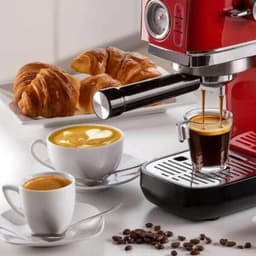 Cappuccino Koffiezetapparaat met manometer, compatibel met koffiepoeder en ESE-pads, 1300 W, inhoud 1,1 l, druk 15 bar, filter ½ kopjes - Rood — thumbnail 5
