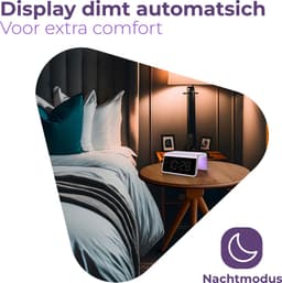 Caliber Wekker - Draadloze Oplader - Wake-up Light - Digitale wekker - Wekkers digitaal - Digitale klok - Paars (HCG019QI-PU) — thumbnail 3
