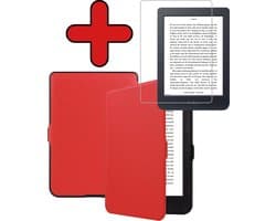 Hoes Geschikt voor Kobo Nia - Met Screenprotector - Luxe E-reader Bescherm Case - Hoesje Book Cover - Rood