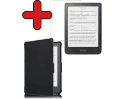 Hoes Geschikt voor Kobo Clara HD - Met Screenprotector - Luxe E-reader Bescherm Case - Hoesje Book Cover - Zwart
