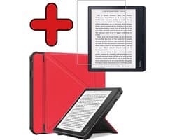 Hoes Geschikt voor Kobo Sage - Met Screenprotector - Luxe E-reader Trifold Case - Bescherm Hoesje Book Cover - Rood