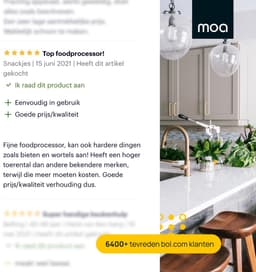 MOA – Foodprocessor – Keukenmachine en blender – 1,5 liter – 1200 Watt – Citruspers – Incl. accessoires – FP511 — thumbnail 5