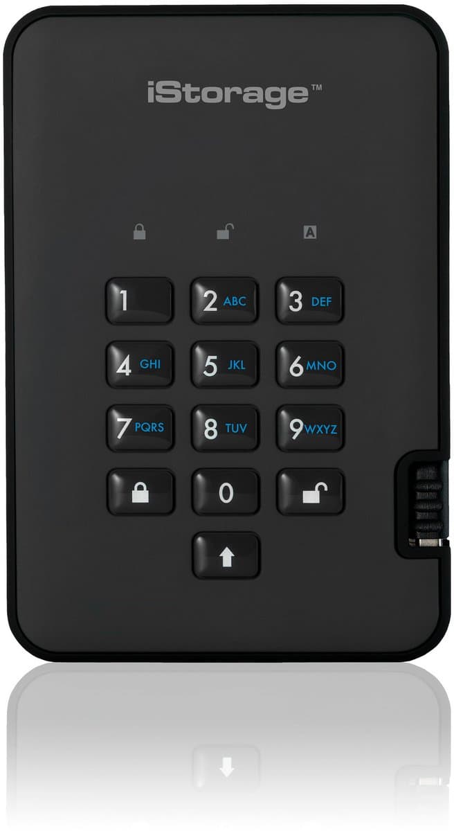 iStorage diskAshur 2 - externe harde schijf - 3000 GB - Cijfercode - Zwart — afbeelding 1