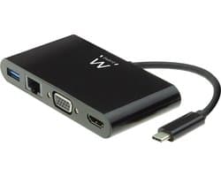 EW9827 USB-C naar HDMI of VGA multiport adapter 4K met ethernet en USB hub