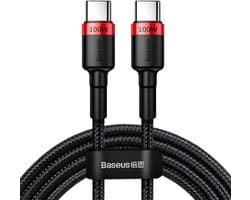 Baseus Geweven Nylon USB-C naar USB-C Snellaadkabel 2M Rood - 3A Max