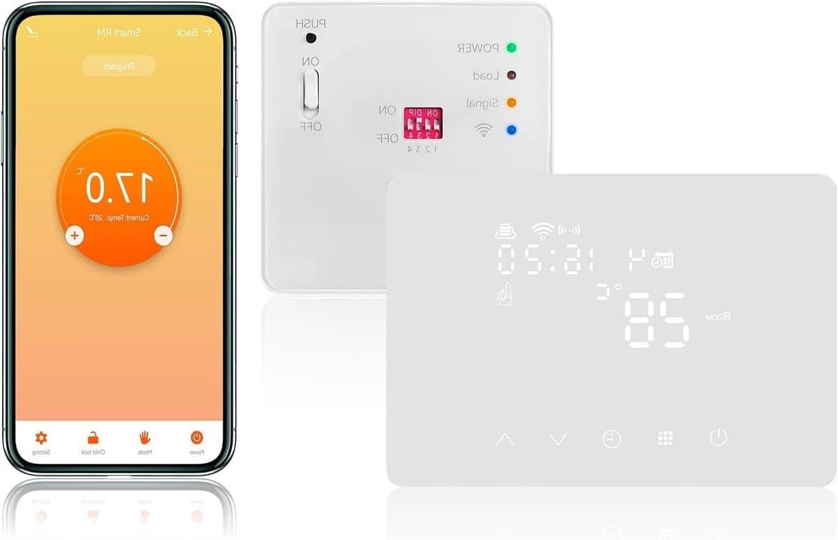Draadloze Thermostaat - Slimme Kamerthermostaat - Verwarming Regelen - App Bediening - 5-35°C - Wit — afbeelding 1