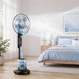 Statiefventilator 16 Inch - Staande Ventilator - Slaapkamer Stille Ventilator - Sproeifunctie - 2,8L Watertank - 9 Windsnelheden - 120° Zwenking - 7u Timer - 5 Wielen - met Afstandsbediening - Voor Thuis & Kantoor & Tuin — thumbnail 5