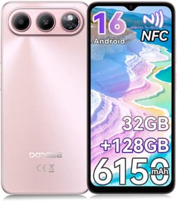 DOOGEE Note 60 Smartphone - 6,56" - Android 16 - 32GB(3+29) RAM - 128GB ROM - 6150 mAh - Lichtgewicht 190 g - 3,5 mm hoofdtelefoonaansluiting - NFC - GPS - Roze — thumbnail 1