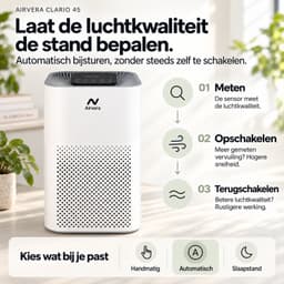 Airvera Clario 45 - Luchtreiniger - HEPA H13 & Actieve Koolstof - Tot 45 m² - UV-C - Slaapstand - Wit — thumbnail 5