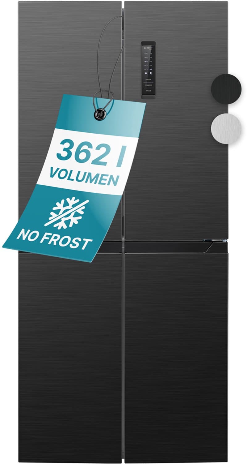 Bomann KG 7358 – Amerikaanse Koelkast - French Door - Cross Door Koel-vriescombinatie - 362 Liter - Total No Frost - Dark Inox — afbeelding 1