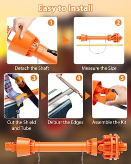Aftakas PTO Zware Serie 4 - Oranje 39-55 Inch - 1-3/8 Inch 6-Groef - Gelegeerd Staal - Voor Tractoren En Bosmaaiers — thumbnail 3