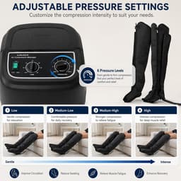 Professionele Luchtdruk Beenmassager – 6 Luchtkamers, 6 Massagemodi, 30-260 mmHg – Herstel & Ontspanning voor Sporters, Revalidatie & Dagelijks Gebruik Zwart — thumbnail 5