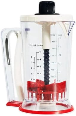 Deegdispenser Mixer - Beslaghouder Bakken - Muffins Pannenkoeken Maken - Nauwkeurig Gieten Ventiel - 900 ml Inhoud - Transparant Zwart Rood — thumbnail 1