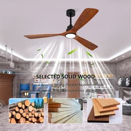 MIVRAY Plafondventilator Met Verlichting – 152 cm – LED Met 3 Lichtkleuren – Hout en Metaal – Walnootkleur Zwart – Afstandsbediening Timer — thumbnail 5