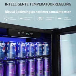 Archi Drankenkoelkast 90 Liter – Koeling - Glazen Deur – Tot 126 Blikjes – Digitale Temperatuurregeling – LED Verlichting – Zwart — thumbnail 3