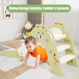 Glijbaan voor kinderen, met armleuningen, babyglijbaan, kinderglijbaan, kleine slide, indoor/buiten, ruimtebesparend (groen) — thumbnail 2