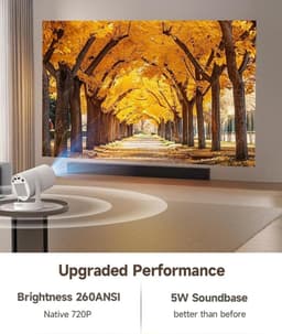 Velqon Draagbare Projector met Android 14 - Mini Beamer 4K Ondersteuning, 1080p Full HD, 260 ANSI Lumen, 5G WiFi, Bluetooth 5.4, 180° Draaibaar — thumbnail 4