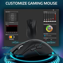 ATTACK SHARK R1 Draadloze Gaming Muis - Wired/2.4G/BT5.2 - Lichtgewicht 59G - PAW3311 - 18000DPI - Zwart — thumbnail 3