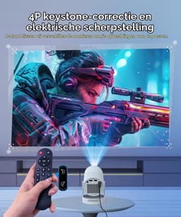 Mini Beamer – 4K Ondersteuning – WiFi 6 – Bluetooth 5.4 – Elektrische Focus – 720p – 180° Draaibaar — thumbnail 5