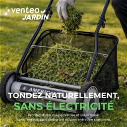 Handmaaier - Met bak - Duwbare gazonmaaier - Gazononderhoud - Tuin - 5-blads spiraal - Maaibreedte 45 cm - Grijs — thumbnail 3