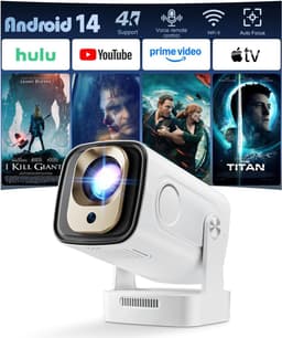 4K Smart Beamer,Mini-projector met wifi 6,Bluetooth 5.4,1080p Full HD Draagbare Projector met Android 14.0,270 graden rotatie,Home Cinema Proyector voor Slaapkamer Buiten en — thumbnail 1
