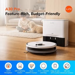 ILIFE - A30 Pro Robotstofzuiger - Dweilfunctie – Automatisch Leegstation - Lasernavigatie - Appbediening – Wit — thumbnail 2
