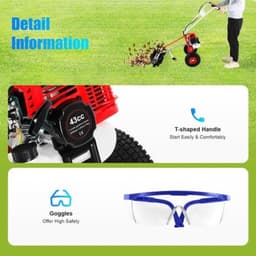 Benzine Veegmachine - Motorbezem - Opritten Reinigen - 60 cm Werkbreedte - 43 CC - Rood — thumbnail 2