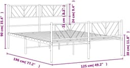 Bedframe met hoofd- en voeteneinde, metaal, zwart, 120 x 190 cm, hotelbedframe, bedframe voor woonkamer, slaapkamer, geschikt voor slaapkamer — thumbnail 4