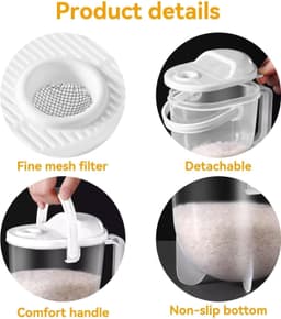 Rijstwasser, lichtgewicht rijstkom, plastic rijstzeef, meelfilter, graanwassing, keukenfilter met handvat, reiniging van granen, groenten en fruit — thumbnail 5