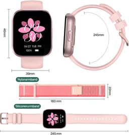 Sytifro Smartwatch Dames met 2 Verwisselbare Bandjes - Bluetooth Bellen - 1.83 Inch HD Scherm - Hartslagmeter - Slaapmonitor - Stappenteller - IP68 - Geschikt voor iOS & Android - Roze — thumbnail 5