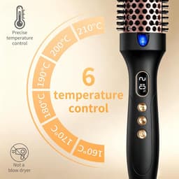 Brush, ronde ionen-thermoborstel, verwarmd om natuurlijke golven en volume te creëren, 6 temperatuurinstellingen, dubbele spanningsfunctie — thumbnail 3