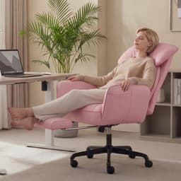 Dowinx Gamingstoel Roze – Ergonomische Bureaustoel met Massage en Pocketvering – Verstelbare Rugleuning – PU Leer – Grote Comfortabele Game Stoel — thumbnail 2