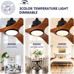 DESMIU Plafondventilator – 152 Cm Met Verlichting – Hout En Metaal – Walnoot Zwart – Afstandsbediening Met Zes Snelheden — thumbnail 5