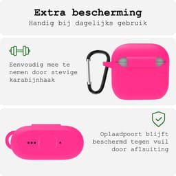 Case - Geschikt voor Apple AirPods 5 - Siliconen Hoes met Clip - Silicone Hoesje Cover - Roze — thumbnail 5